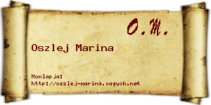 Oszlej Marina névjegykártya
